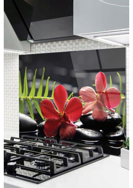 Cam Ocak Arkası Koruyucu Ankastre Arkası Koruyucu | Çiçek