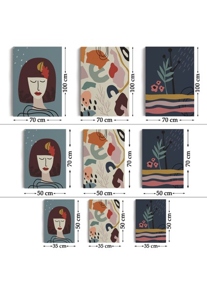Çağdaş, Modern, Soyut Pastel 3'lü Duvar Tabblo Seti-Ah-8 fırsatları