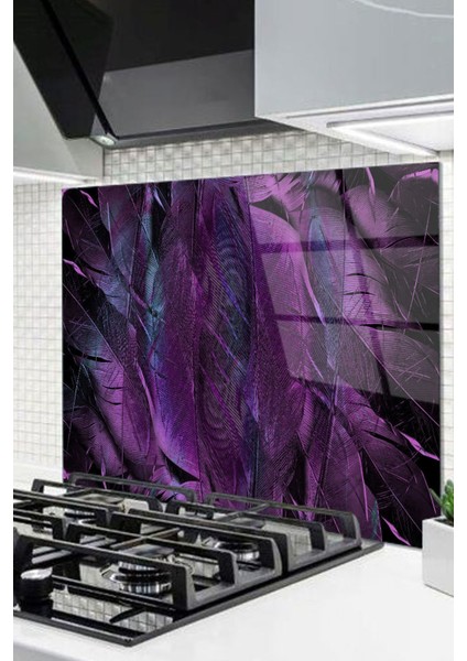 Cam Ocak Arkası Koruyucu Ankastre Arkası Koruyucu | Mor Tüy