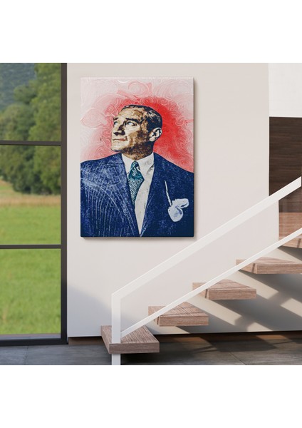 Mustafa Kemal Atatürk'ün Yağlıboya Görünümlü Portre Çizimi Dekoratif Kanvas Tablo-Dd-81 fırsatları
