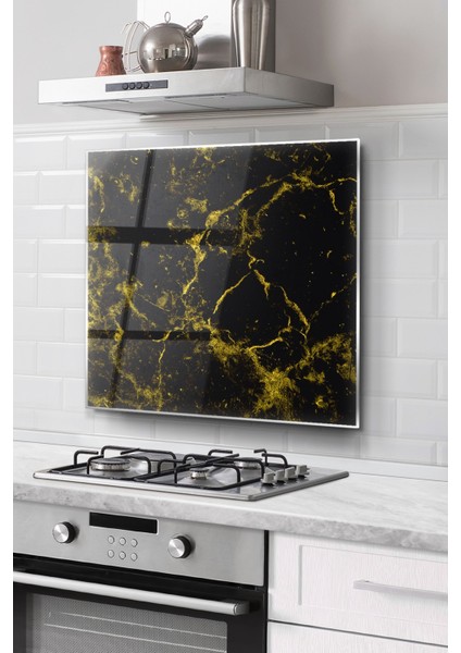 Ocak Arkası Cam Koruyucu Tezgah Ankastre Arkası Koruyucu | Mermer Desenli