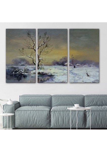 Karla Kaplı Köy Manzarası Duvar Tablosu-3661 modelleri