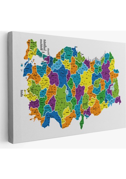Türkiye Haritası Kanvas Tablo İl ve İlçeli Ayrıntılı Eğitici Dekoratif Tablo 3032 fiyatları