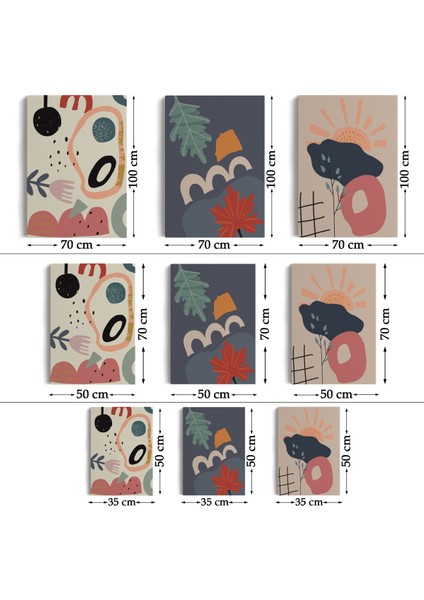 Çağdaş, Modern, Soyut Pastel 3'lü Duvar Tabblo Seti-Aı-9