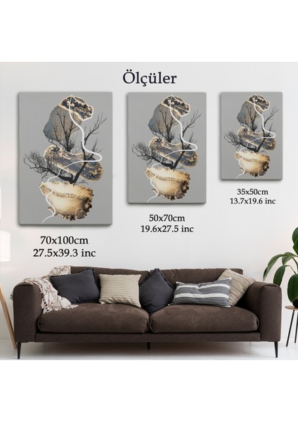Geometrik Formda Soyut Desenler Dekoratif Kanvas Tablo-5181 indirimleri