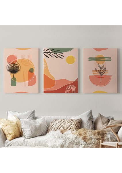 3'lü Tablo Modern Minimal Tasarım Koleksiyon Dekoratif Şık ve Modern Duvar Tablo Seti-Bg-32