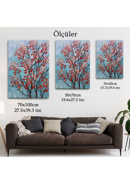 Kırmızı Yapraklar Soyut Dekoratif Kanvas Tablo-5179 indirimleri