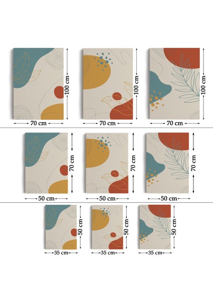 3'lü Tablo Soyut Şekiller Dekoratif Şık ve Modern Duvar Tablo Seti-Be-30 fırsatları