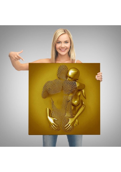 Metalik 3D Efektli Altın Insan Kanvas Tablo, Modern Duvar Dekoru-5368 modelleri