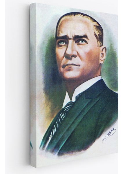 Atatürk Portre Tablosu Mustafa Kemal Atatürk Dikdörtgen Dekoratif Kanvas Tablo-Cr-68