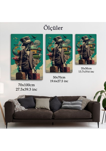 Takım Elbiseli Seyahat Eden Adam Vintage Kanvas Tablo-6323