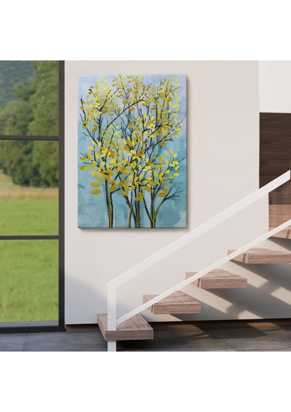 Sarı Yapraklar Soyut Dekoratif Kanvas Tablo-5178 fırsatları