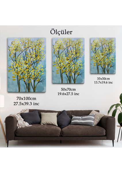 Sarı Yapraklar Soyut Dekoratif Kanvas Tablo-5178 indirimleri