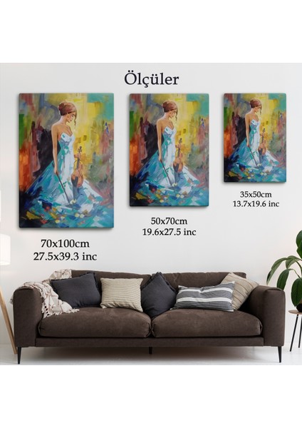 Keman Çalan Kadın Dekortif Duvar Tablosu-6233 indirimleri