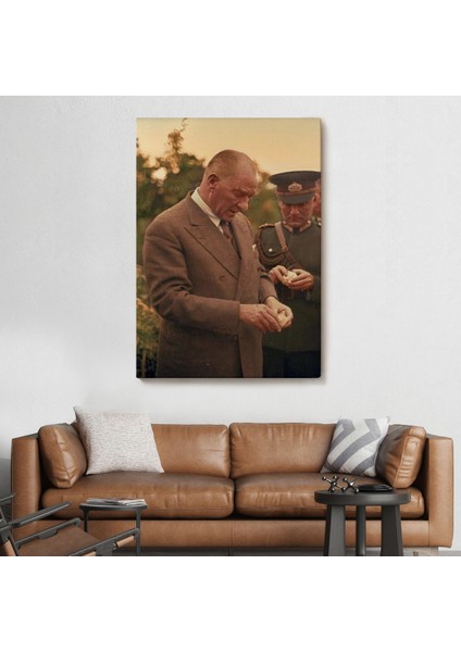 Atatürk Portre Tablosu Mustafa Kemal Atatürk Dikdörtgen Dekoratif Kanvas Tablo-FN-137