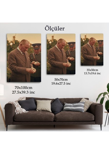 Atatürk Portre Tablosu Mustafa Kemal Atatürk Dikdörtgen Dekoratif Kanvas Tablo-FN-137