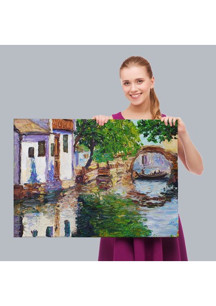 Yağlıboya Kanal Manzarası Dekoratif Kanvas Duvar Tablosu-3765 fırsatları