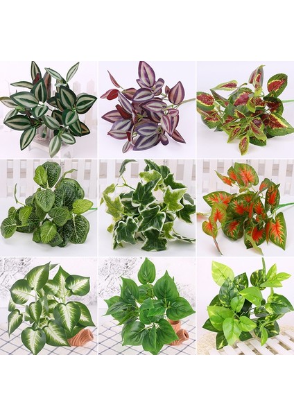 Stil 5 Yapay Plastik Bitki Yeşil Ağaç Bahçe Düğün Dekorasyonu Için Sahte Sahte Yapraklar Noel Dekorasyonu (Yurt Dışından) fiyatları