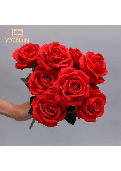 Beyaz-Pembe Wqnjın Kırmızı Sarı Simülasyon Gül Buketi Düğün Çiçekleri 10 Kafa Sahte Güller Yapay Çiçek Ipek Çiçekler Ev Dekorasyon (Yurt Dışından)
