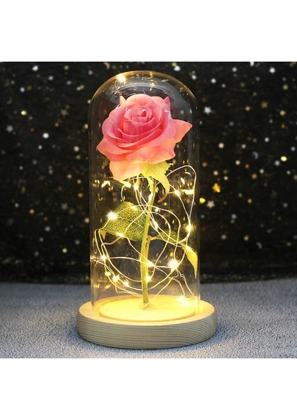 Pembe Galaxy Gül Çiçek 24K Folyo Kaplama Altın Gül Yaratıcı Altın Gökkuşağı Güzellik ve Canavar Gül Sevgililer Günü Hediyesi Düğün Dekoru (Yurt Dışından)