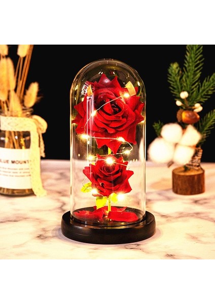 F-4 2022 LED Büyülü Galaxy Gül Ebedi 24K Altın Folyo Çiçek Noel Sevgililer Günü Hediyesi Için Kubbede Peri Dize Işıkları ile (Yurt Dışından)