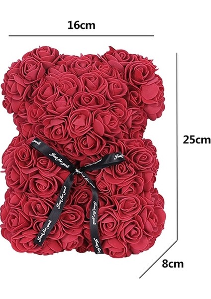 Tek Kırmızı Ayı 2 25 cm Teddy Rose Ayı Kutusu Yapay Pe Çiçek Sevgililer Günü Kız Arkadaşı Kadın Anneler Günü Hediyesi Düğün Brithday Partisi (Yurt Dışından)
