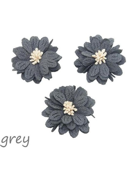 Gri 4.5 cm 12 Adet/pc Çiçek Tomurcukları Çiçek Kafa Kumaş Kumaş Yapay Çiçek Zanaat Düğün Aplikler Konfeksiyon Aksesuarları (Yurt Dışından)