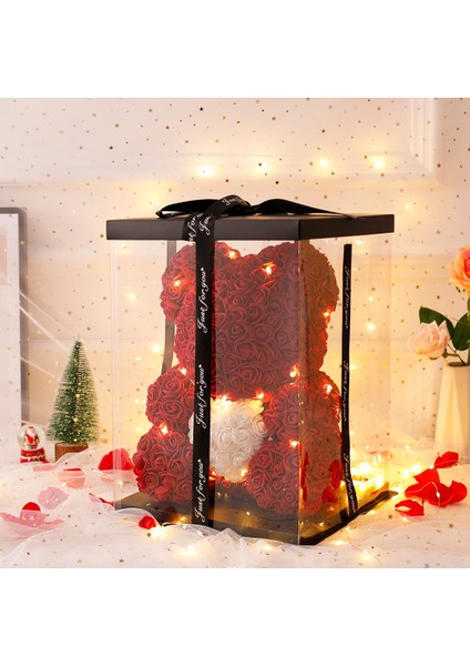 Pembe Ayı 1 Kutu 25 cm Teddy Rose Ayı Kutusu Yapay Pe Çiçek Sevgililer Günü Kız Arkadaşı Kadın Anneler Günü Hediyesi Düğün Brithday Partisi (Yurt Dışından) modelleri