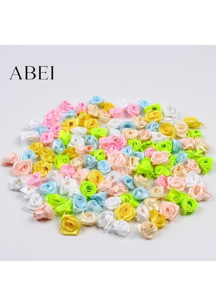 Mix Açık Renkler 300 Adet 15MM Mix Renk Küçük Gül Çiçek Mini El Yapımı Saten Kurdele Gül Kafası Düğün Scrapbooking Dekorasyon Giysi Aksesuarları (Yurt Dışından)