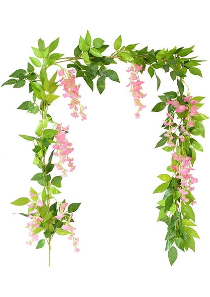 Beyaz 1.85 M Wisteria Yapay Çiçekler Asma Çelenk Düğün Kemer Dekorasyon Sahte Bitkiler Yeşillik Rattan Firar Sahte Çiçekler Sarmaşık Duvar (Yurt Dışından) modelleri
