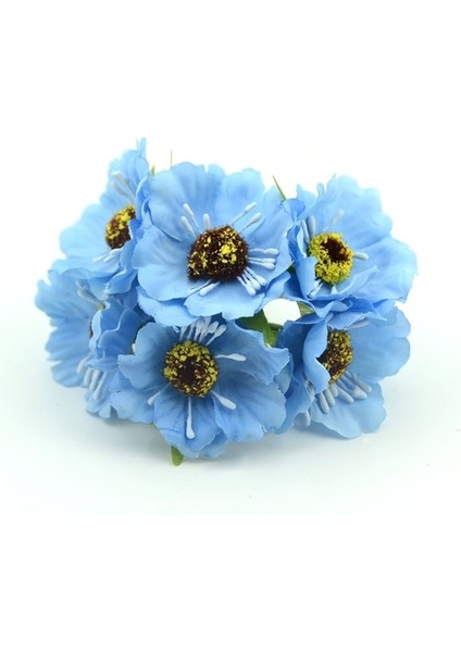 Mavi 1 Demet/6 Adet 4cm Mini Haşhaş Buketi Ipek Yapay Çiçek Düğün Iyilik Kutusu Gül Sahte Çiçekler Dıy Scrapbooking Için (Yurt Dışından)