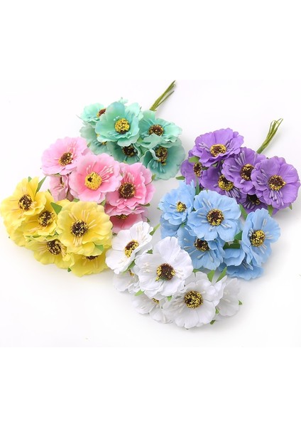 Mavi 1 Demet/6 Adet 4cm Mini Haşhaş Buketi Ipek Yapay Çiçek Düğün Iyilik Kutusu Gül Sahte Çiçekler Dıy Scrapbooking Için (Yurt Dışından)