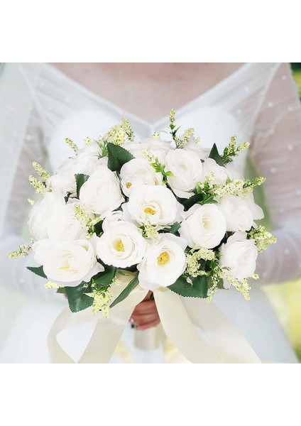 Buket 3 Düğün Buket Gelin Nedime Düğün Aksesuarları Ipek Kurdele Yapay Güller Çiçek Tutan Gelin Mariage Buket Şekerleri (Yurt Dışından)