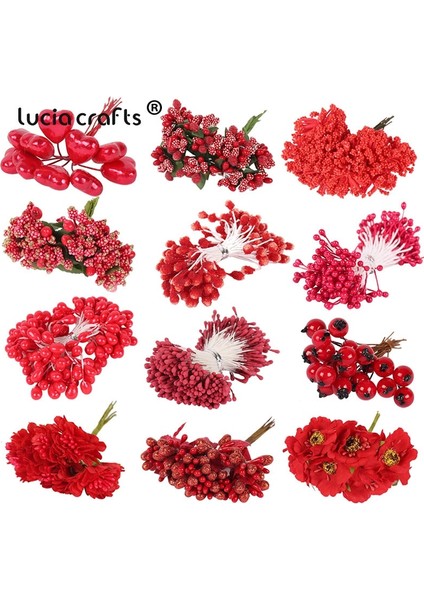 Stil 27 1 Adet Lucia Craft Karışık Kırmızı Yapay Çiçek Kiraz Ercik Meyveleri Paketi Dıy Noel Düğün Pastası Hediye Kutusu Çelenkler Dekor D0311 (Yurt Dışından)