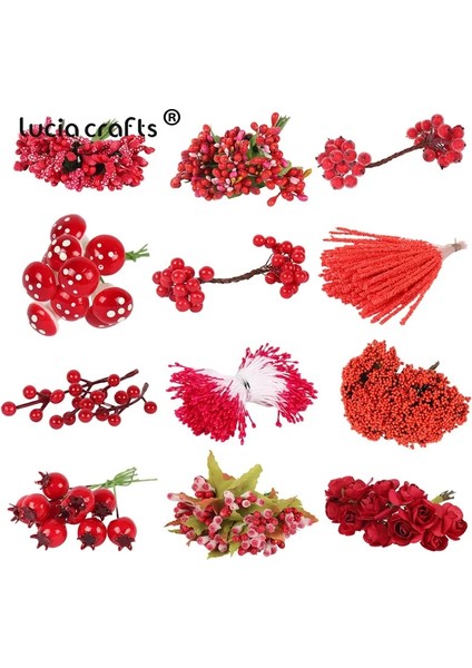 Stil 27 1 Adet Lucia Craft Karışık Kırmızı Yapay Çiçek Kiraz Ercik Meyveleri Paketi Dıy Noel Düğün Pastası Hediye Kutusu Çelenkler Dekor D0311 (Yurt Dışından)