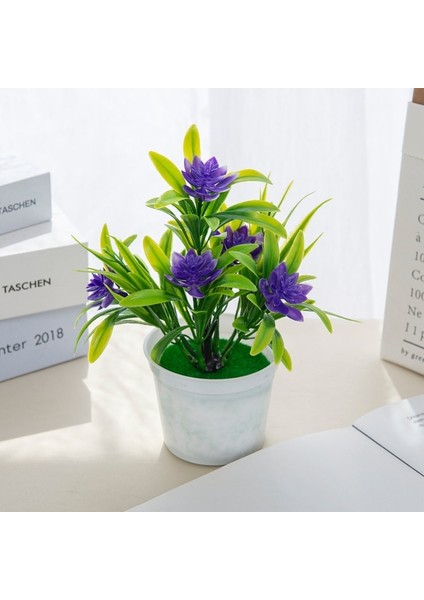 Mor Yapay Çiçekler Bonsai Vazo Ev Dekor Için Mini Saksı Noel Düğün Dekoratif Süs Saksı Banyo Pencere (Yurt Dışından)