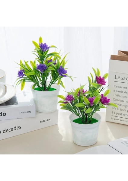 Mor Yapay Çiçekler Bonsai Vazo Ev Dekor Için Mini Saksı Noel Düğün Dekoratif Süs Saksı Banyo Pencere (Yurt Dışından) indirimleri