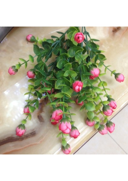 Pembe Mini Ipek Yapay Gül Çiçekler Sahte Plastik Yapraklar Sahte Çalılar 30 Kafa Açık Hava Bahçe Dekorasyonu Beyaz Çit Duvar Dekoru (Yurt Dışından)