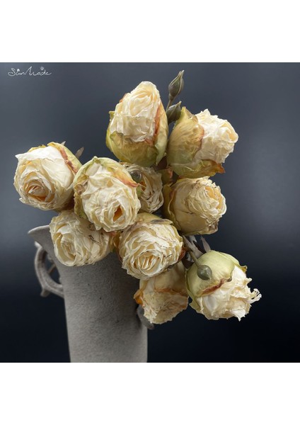 Vintage Turuncu Sunmade 3 Kafaları Kurutulmuş Görünümlü Vintage Güller Ipek Yapay Çiçekler Ev Düğün Dekor Kırmızı Gül Güz Decore Flores Artificales (Yurt Dışından) fırsatları