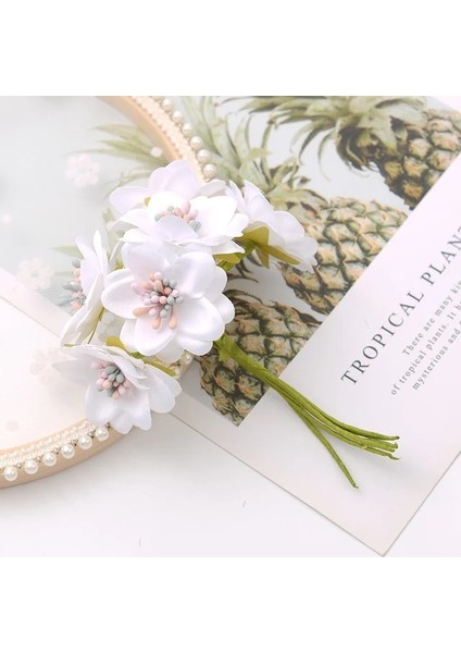 Beyaz 1 Demet-6pcs 6 Adet/1 Demet Mini Gül Buketi Yapay Ipek Çiçekler Düğün Dekorasyon Için Dıy Scrapbooking Çelenk Hediye Zanaat Sahte Çiçek (Yurt Dışından)