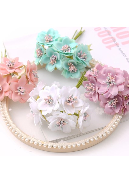Beyaz 1 Demet-6pcs 6 Adet/1 Demet Mini Gül Buketi Yapay Ipek Çiçekler Düğün Dekorasyon Için Dıy Scrapbooking Çelenk Hediye Zanaat Sahte Çiçek (Yurt Dışından)