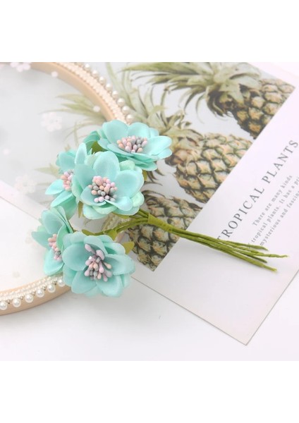 Beyaz 1 Demet-6pcs 6 Adet/1 Demet Mini Gül Buketi Yapay Ipek Çiçekler Düğün Dekorasyon Için Dıy Scrapbooking Çelenk Hediye Zanaat Sahte Çiçek (Yurt Dışından)