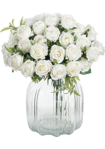 Beyaz 10 Kafaları Yapay Çiçekler Scrapbooking Ipek Güller Noel Düğün Parti Buket Ev Ürünleri Ev Dekorasyon Için Vazolar (Yurt Dışından) fiyatları