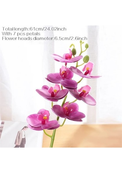 Mor Orkide 61 cm Büyük 3D 11/7 Kafaları Pvc Yapay Çiçek Orkide Phalaenopsis Saksı Bitkileri Peyzaj Düğün Çiçek Aranjmanı Ev Dekor (Yurt Dışından)