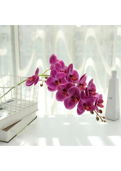 Mor Orkide 61 cm Büyük 3D 11/7 Kafaları Pvc Yapay Çiçek Orkide Phalaenopsis Saksı Bitkileri Peyzaj Düğün Çiçek Aranjmanı Ev Dekor (Yurt Dışından)