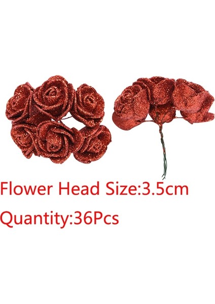 C05-36PCS 10-36 Adet Glitter Gül Kırmızı Kırmızı Pembe Altın Yapay Gül Köpük Çiçek Buketi Gelin Parti Düğün Parti Dekorasyon Sahte Buket (Yurt Dışından)