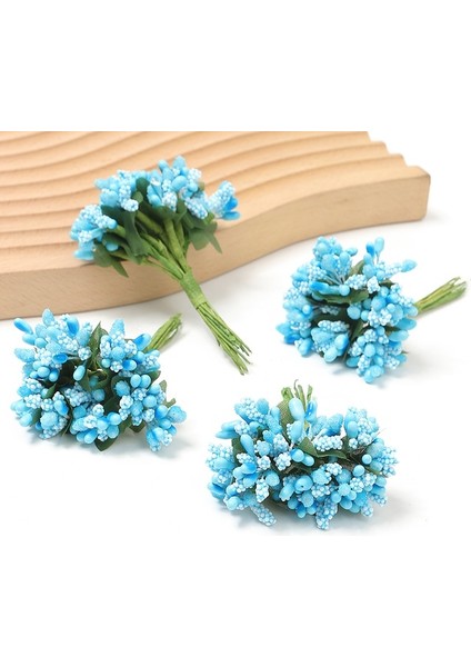 Açık Mavi 12 Adet Mini Yapay Çiçekler Ercik Sahte Çiçekler Ev Dekor Düğün Dekorasyon Için Gelin Buketi Çelenk Çiçek Duvar Hediye Aksesuarları (Yurt Dışından)