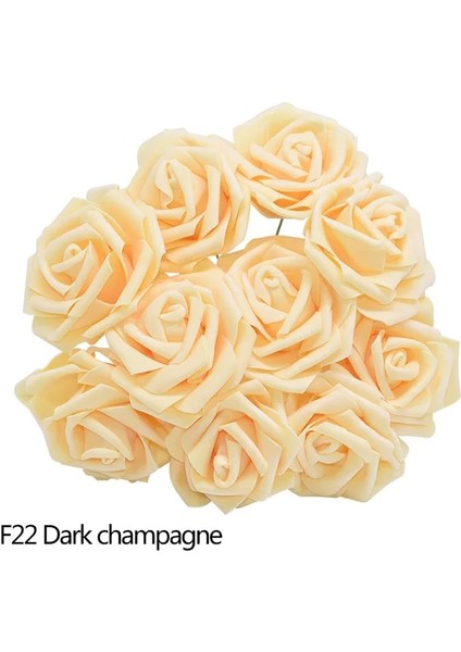 F22 Koyu Şampanya 20 Adet 10/20/25/30 Adet Beyaz 8 cm Köpük Yapay Gül Çiçek Çubuk ile Diy Ev Dekor Kapalı Sahte Çiçek Sanat Düğün Dekorasyon Buket (Yurt Dışından)
