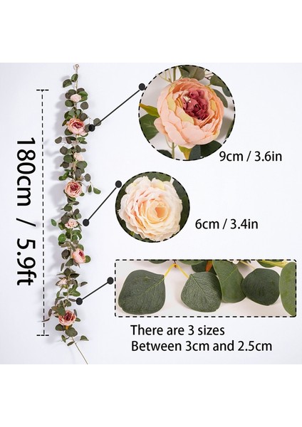 1 Adet Vintage Pembe Partı Sevınç Sahte Şakayık Gül Sarmaşıklar Yapay Çiçekler Çelenk Vintage Okaliptüs Asılı Bitki Düğün Kemerli Kapı Parti Dekor Için (Yurt Dışından) modelleri