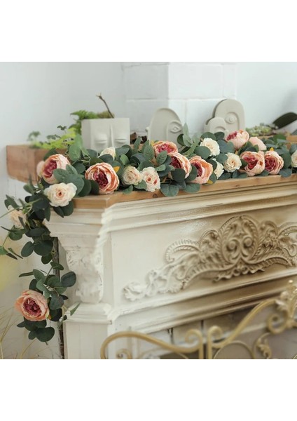 1 Adet Vintage Pembe Partı Sevınç Sahte Şakayık Gül Sarmaşıklar Yapay Çiçekler Çelenk Vintage Okaliptüs Asılı Bitki Düğün Kemerli Kapı Parti Dekor Için (Yurt Dışından) indirimleri